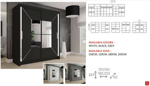 New Elevator Ray Furniture Luxury  Nicole   sliding mirror Wardrobe