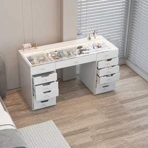 Luxury Ray Eva Vanity Makeup Desk - 13 Storage Drawers RGB Sensor Lights