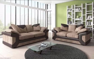 Dino Jumbo Brown Fabric/Leather 3+2 Seater Sofa Set