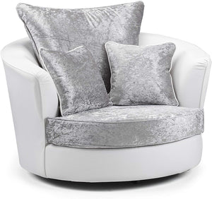 Farrow Shannon Crushed Velvet Leather White/Silver Cuddle Chair