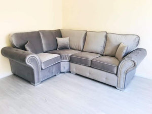 Olympia Cream Plush Velvet Fullback 4 Seater Right Or Left Hand Corner Sofa