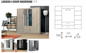 New Elevator Ray Furniture Luxury LONDON 171 3Door sliding mirror wardrobe