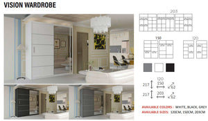 New Elevator Ray Furniture Luxury  Vision  rooms sliding mirror Wardrobe