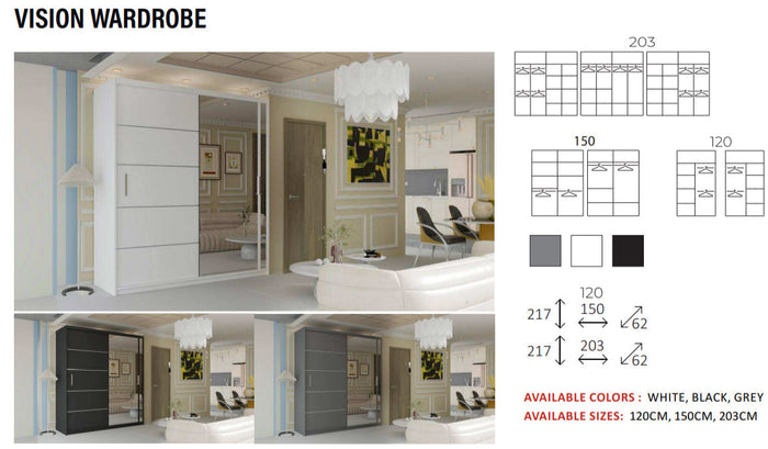 New Elevator Ray Furniture Luxury  Vision  rooms sliding mirror Wardrobe