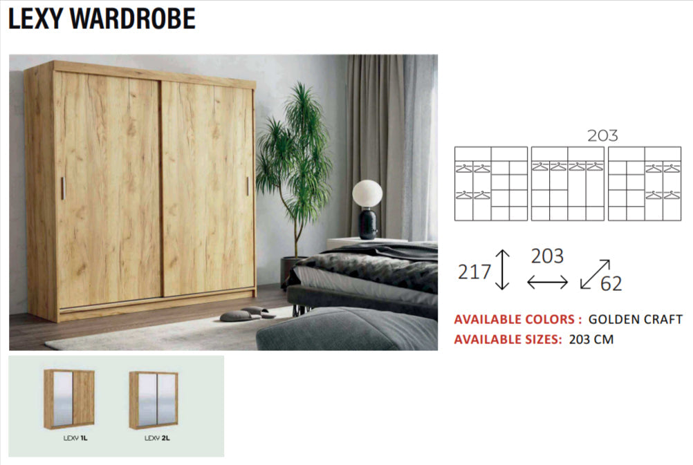 New Elevator Ray Furniture Luxury Lexy sliding mirror Wardrobe