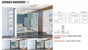 New Elevator Ray Furniture Luxury German sliding mirror Wardrobe