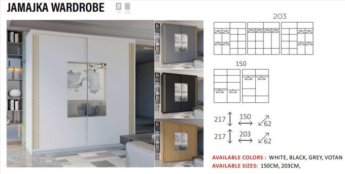 New Elevator Ray Furniture Luxury Jamajka sliding mirror Wardrobe