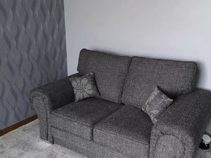 Newton Full Back Fabric Double 3+3 Seater Set Sofa in Grey