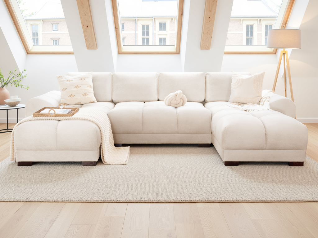 Ray Azzuro Sofa Cream U Shape Corner