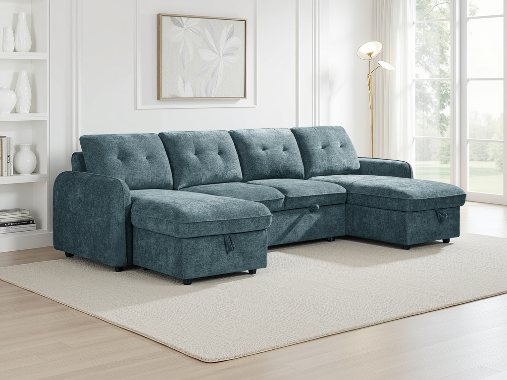Ray Moscow Sofabed Blue U Shape Corner