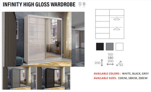 New Elevator Ray Furniture Luxury Infinity rooms sliding mirror  Wardrobe