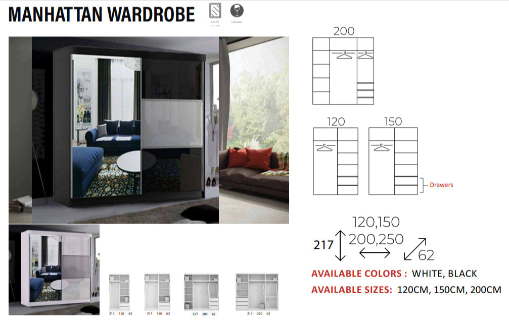 New Elevator Ray Furniture Luxury Manhattan rooms sliding mirror Wardrobe
