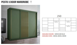 New Elevator Ray Furniture Luxury Pesto rooms sliding mirror Wardrobe 3 DOOR 250cm