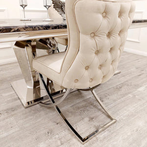 Athena Luxury Fancy Glass Or Marble Dining Table With 4 Sandhurst Dining Chair Set