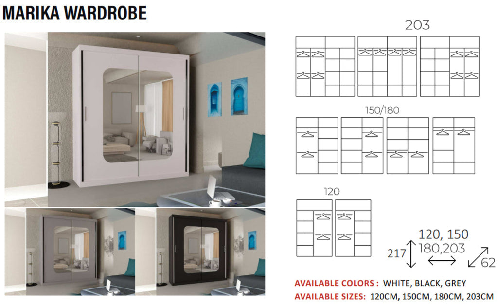 New Elevator Ray Furniture Luxury  MARIKA  rooms sliding mirror Wardrobe