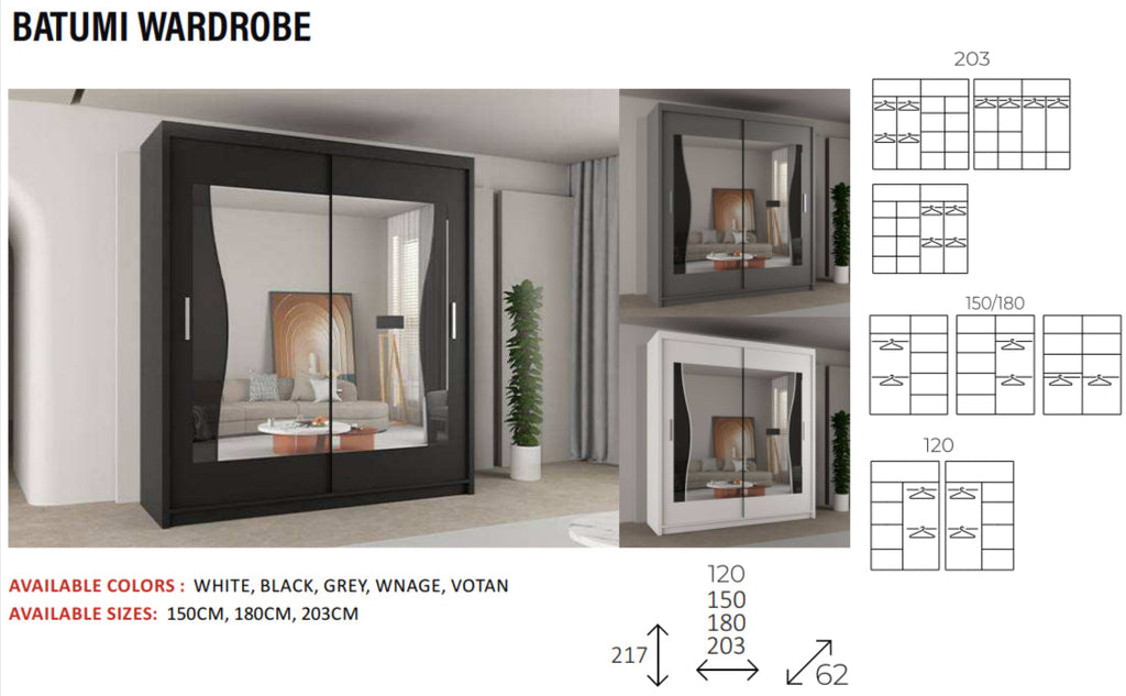 New Elevator Ray Furniture Luxury  BATUMI  rooms sliding mirror Wardrobe