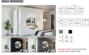 New Elevator Ray Furniture Luxury Ringo rooms sliding mirror wardrobe