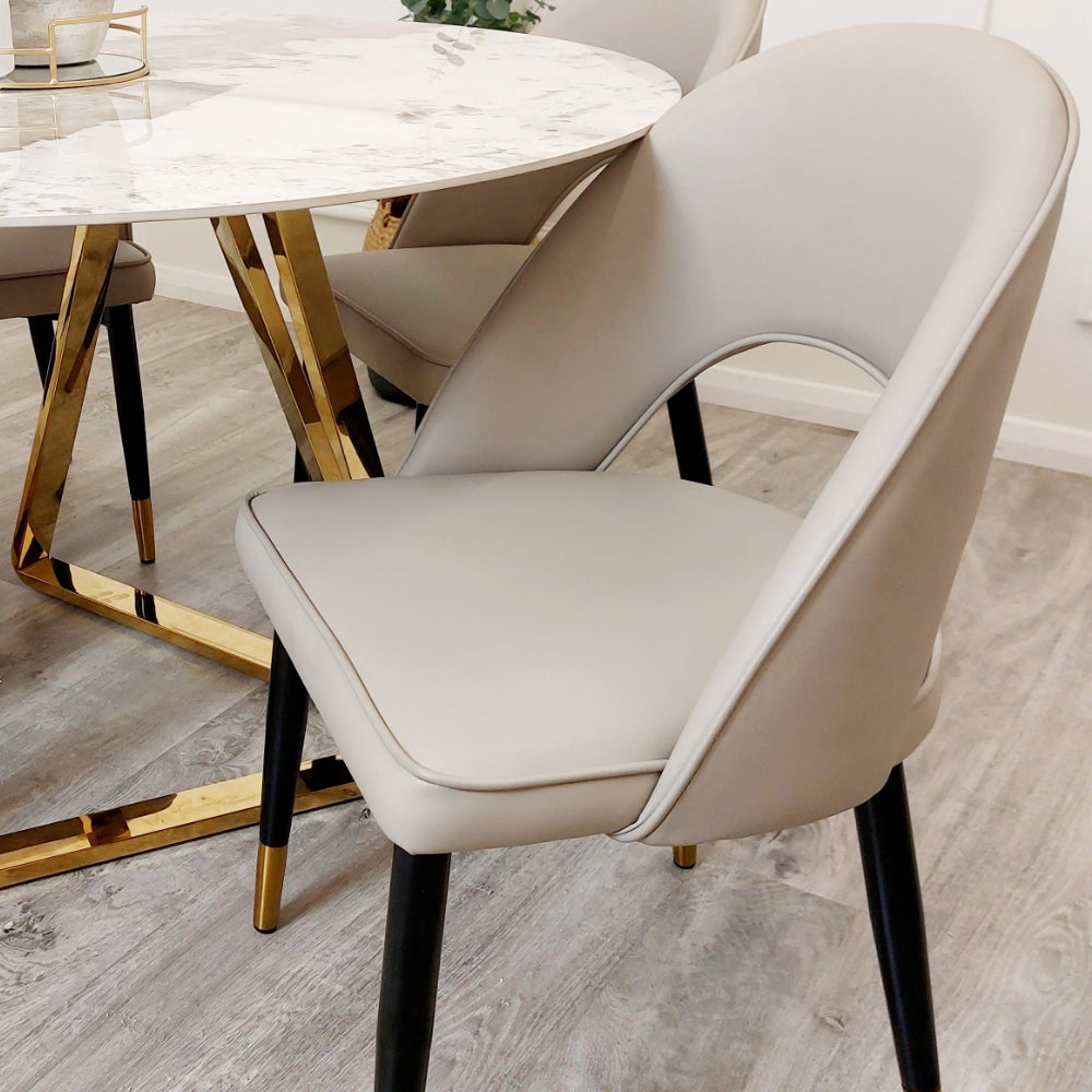 Astra Cream Leather Dining Chairs