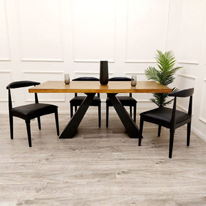 Axel Luxury Fancy Solid Wood Pedestal Base Oak Black Dining Table