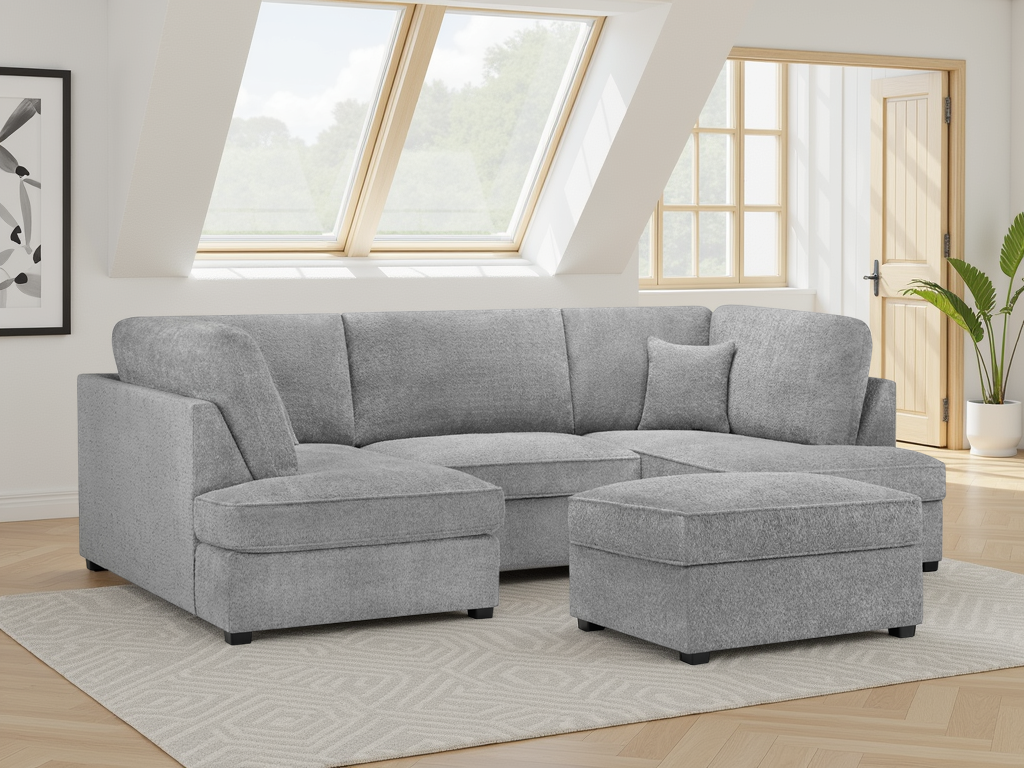 Ray Carnaby Sofa Boucle Grey U Shape Corner