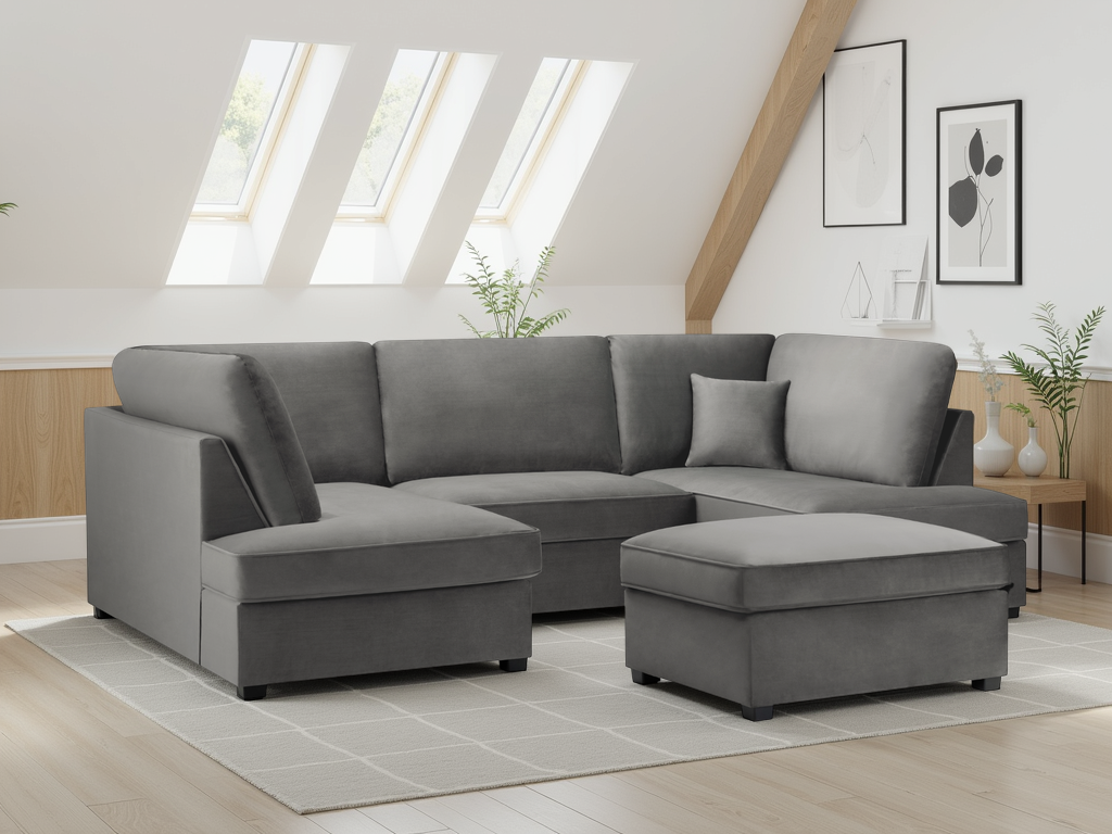 Ray Carnaby Sofa Plush Grey U Shape Corner