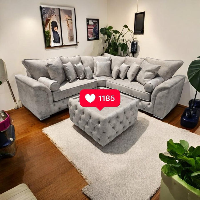 Padded Inside Arm Chesterfield Sofa Comfy Cushion 5 Seater Corner Pebble Plush Couch