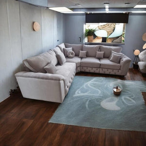 Padded Inside Arm Chesterfield Sofa Comfy Cushion 5 Seater Corner Pebble Plush Couch