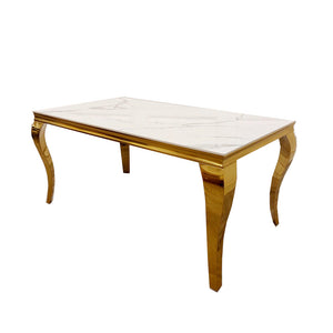 Louis Chrome & Gold Luxury Fancy Marble Dining Table