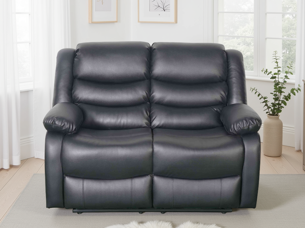 Ray Conrad Manual Recliner Sofa Black 2 Seater