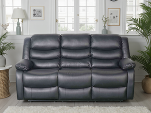 Ray Conrad Manual Recliner Sofa Black 3 Seater