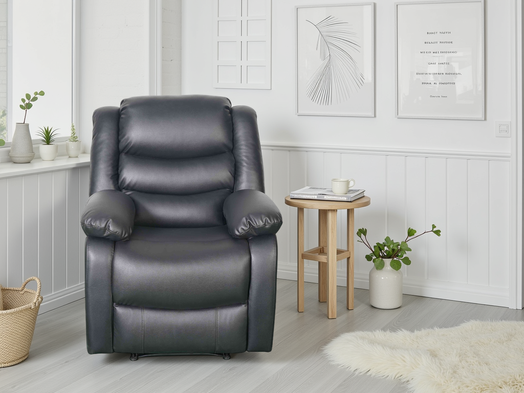Ray Conrad Manual Recliner Sofa Black Armchair