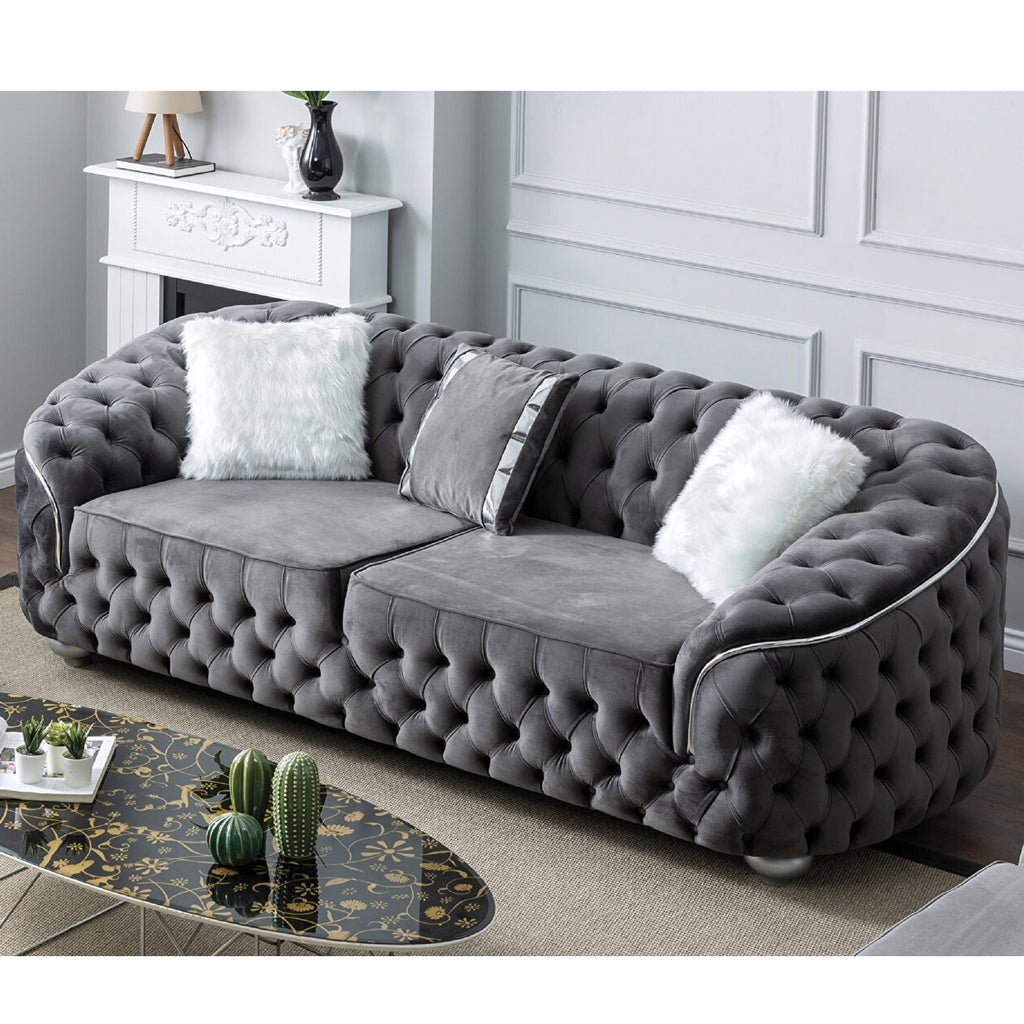 Khalifa Chesterfield 3 Seater 2 Seater Plush Velvet Sofa Deep Button Italian Design