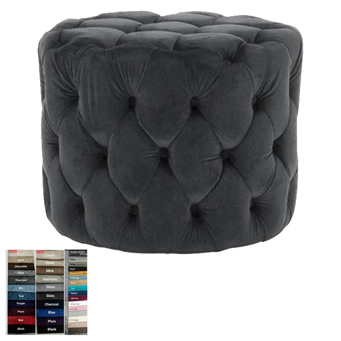 Universal Matching Chesterfield Puffy Grey Plush Footstool