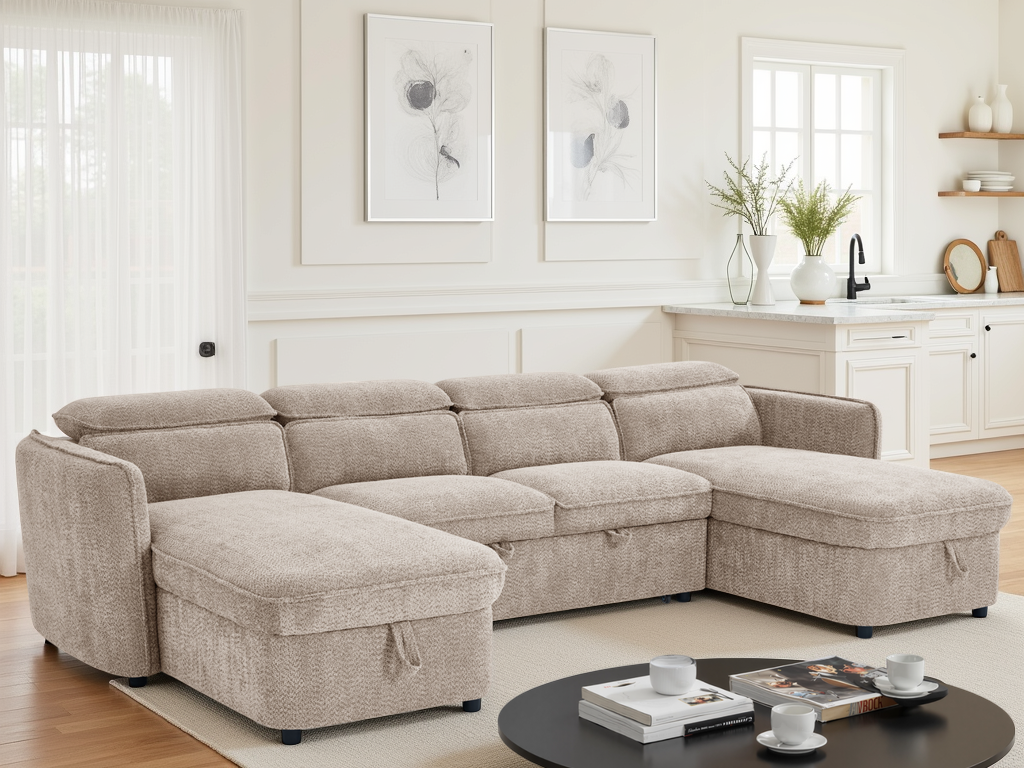 Ray Capri Sofabed Beige U Shape Corner