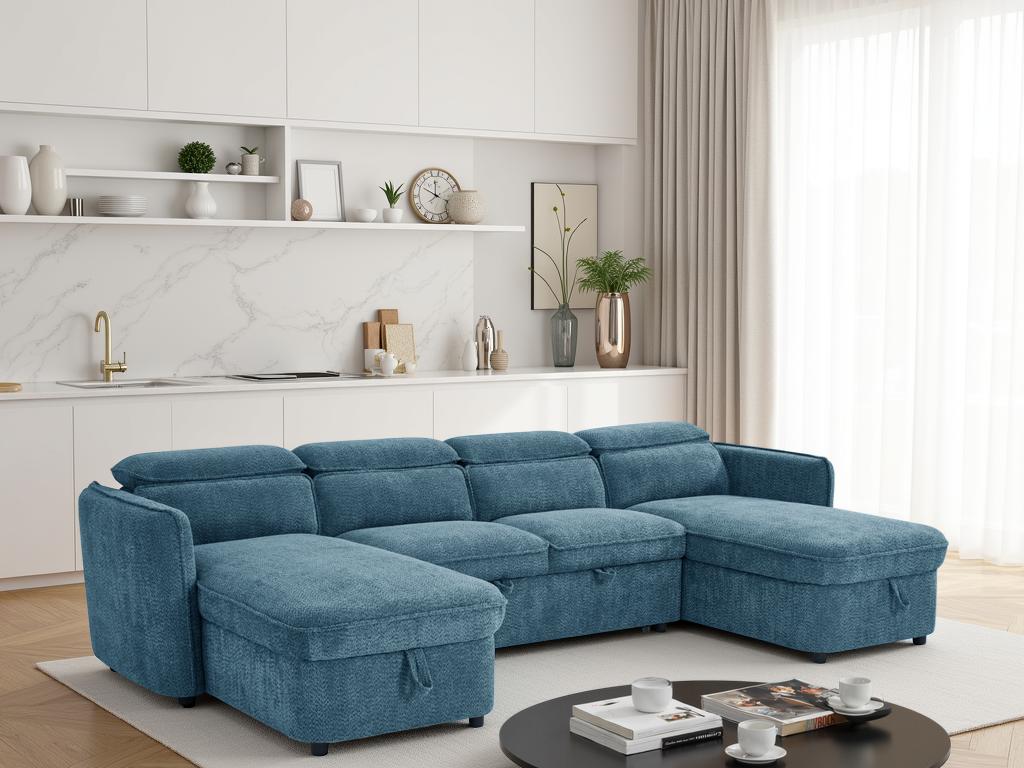 Ray Capri Sofabed Blue U Shape Corner