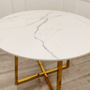 Juno Luxury Fancy Small Marble Golden Dining Table