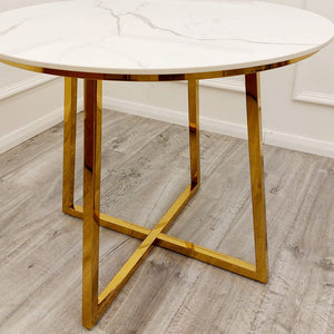 Juno Luxury Fancy Small Marble Golden Dining Table