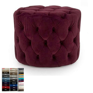 Universal Matching Chesterfield Puffy Maroon Plush Footstool