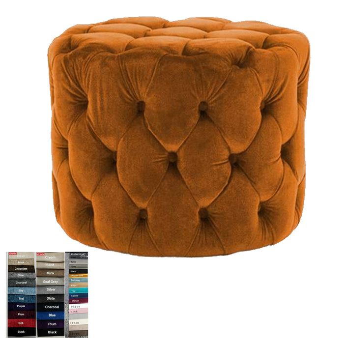 Universal Matching Chesterfield Puffy Mustard Plush Footstool