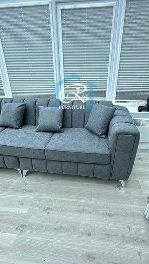 New Penal Lilly Grey Marble 6 Seater Corner L-Shape Comfy Sofa