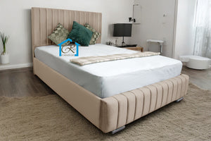 New Padded Panel Bed Frame Plush Velvet  Luxury Beds