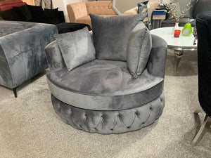 Silver crushed velvet online cuddle chair