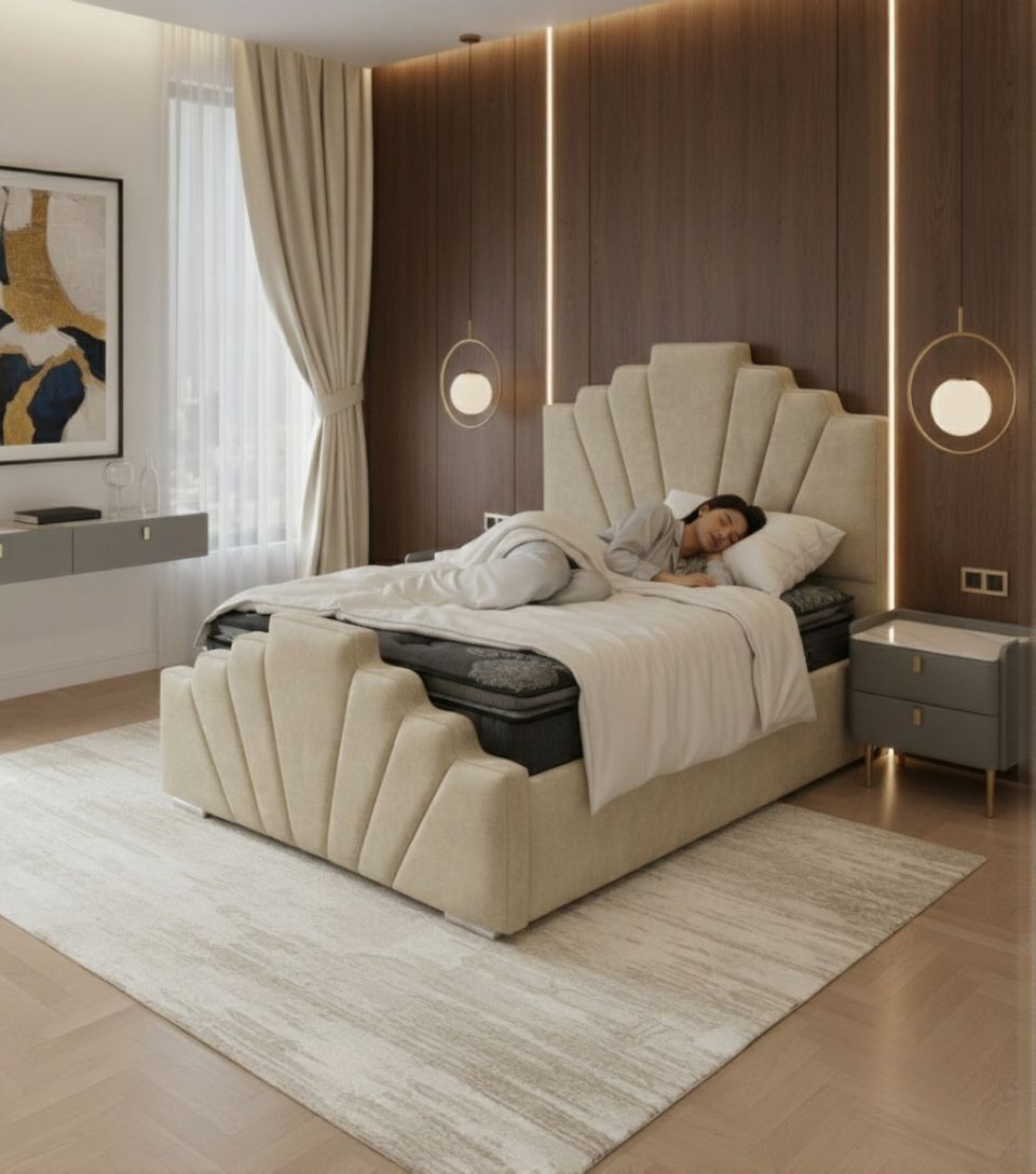 New Ray Bed ART Panel Lilly Shella Padded Strong Luxury Marble Fabric Beds