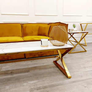 Zion Gold Coffee Table with Polar White Sintered Top