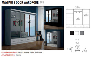 New Elevator Ray Furniture Luxury MAYFAIR 33Door sliding mirror wardrobe