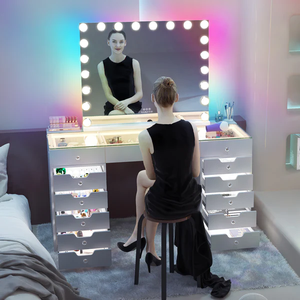 Ray Mary Hollywood Glow Vanity Mirror with RGB - 20 Dimmable LED Bulbs