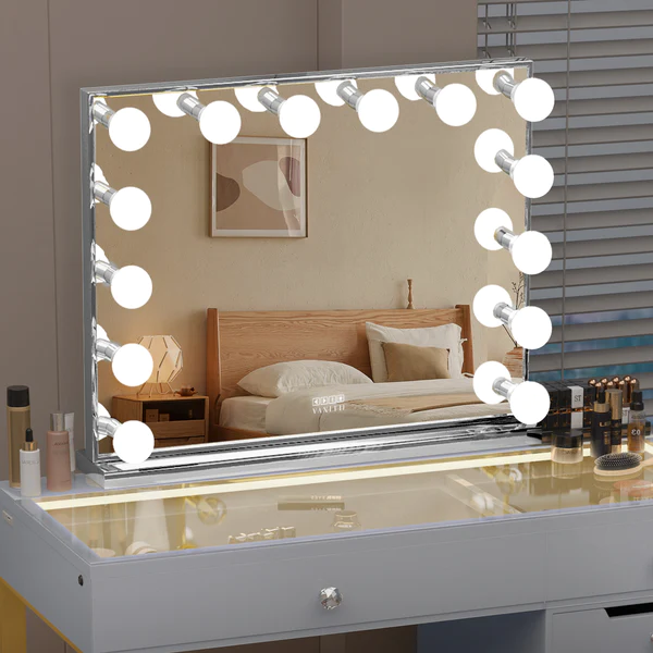 Ray Chanel Silver Hollywood Vanity Mirror - 14 Dimmable LED Bulbs