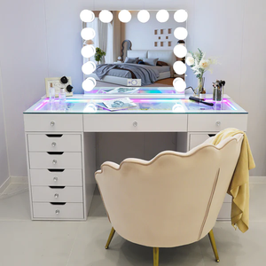 Ray Eva Vanity Desk - 13 Storage Drawers with Full Light & RGB