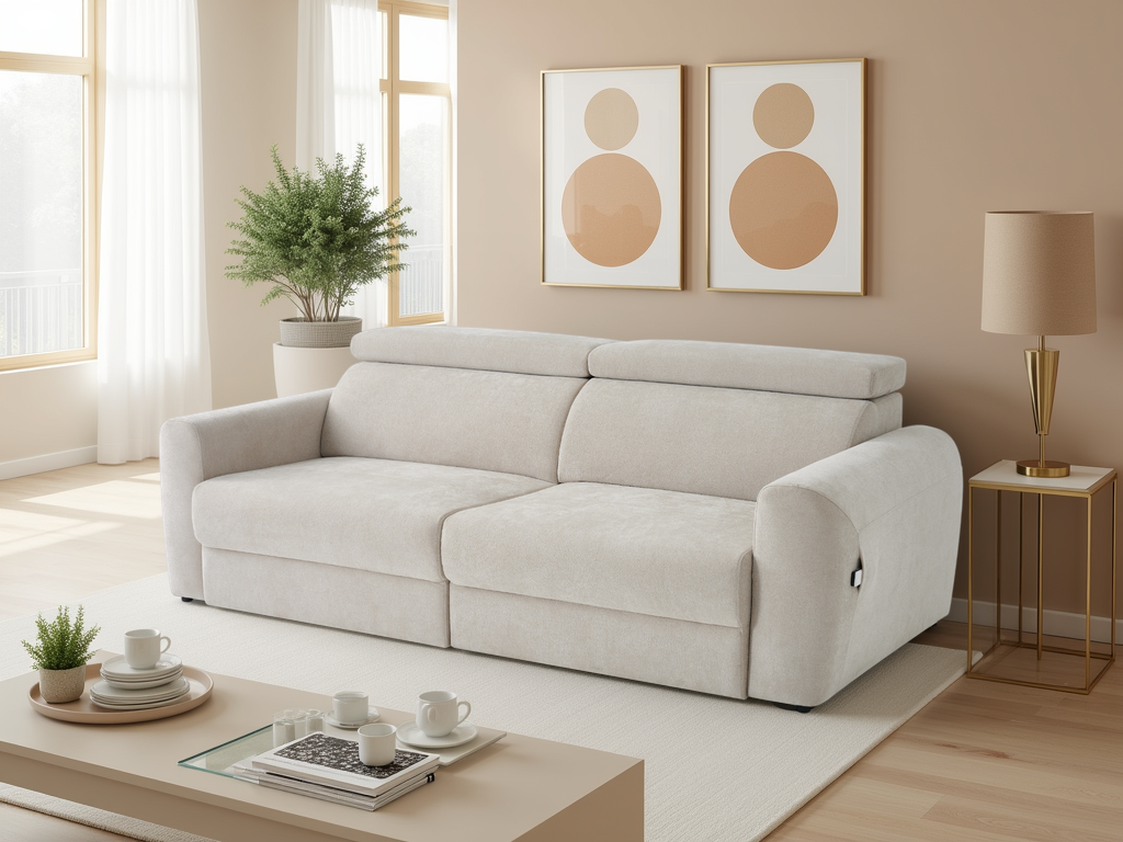 Ray Dakota Electric Sofabed Beige 3 Seater