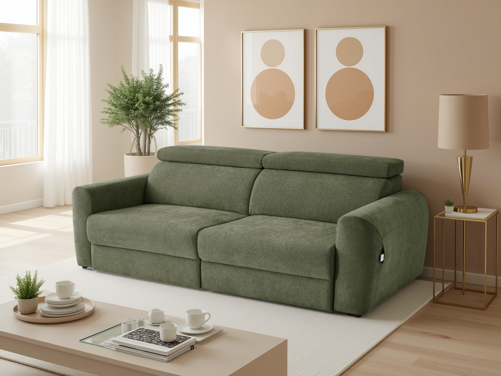 Ray Dakota Electric Sofabed Green 3 Seater